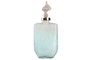 DKD Home Decor Jarrón de Cristal y Aluminio con Concha Azul