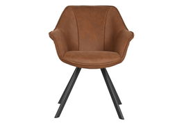 DKD Home Decor Silla Loft Camel Negro Microfibra Metal 64 x 83 x 67 cm