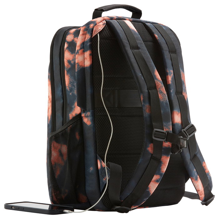 HP Mochila Campus XL Tie Dye para Portátil de 16.1 Pulgadas, Negra y Naranja, Resistente al Agua
