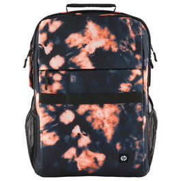 HP Mochila Campus XL Tie Dye para Portátil de 16.1 Pulgadas, Negra y Naranja, Resistente al Agua