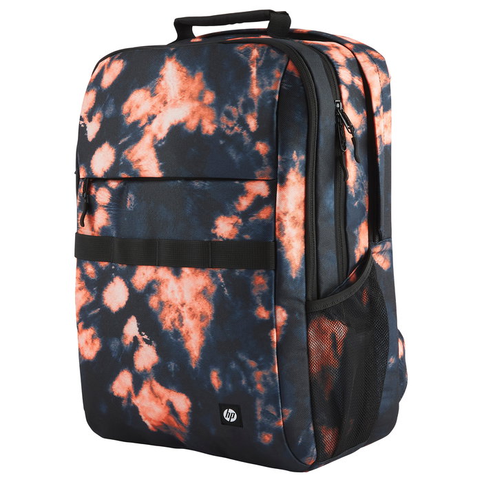 HP Mochila Campus XL Tie Dye para Portátil de 16.1 Pulgadas, Negra y Naranja, Resistente al Agua