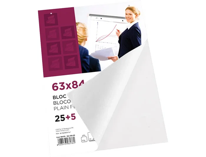 Liderpapel Bloc Congreso para Pizarra - 25+5 Hojas - Papel Liso 80 g/m² - 630 x 840 mm (63x84 cm)