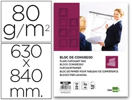 Liderpapel Bloc Congreso para Pizarra - 25+5 Hojas - Papel Liso 80 g/m² - 630 x 840 mm (63x84 cm)