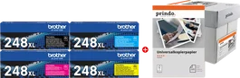 Brother TN-248XL MCVP Pack de Valor con 2500 Hojas de Papel Prindo Universal