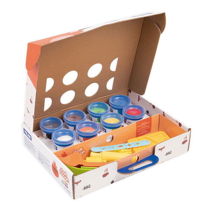 Milan Pasta Blanda Soft Dough Maletín 8 Botes 59 gr Colores Surtidos + Herramientas Barbacoa