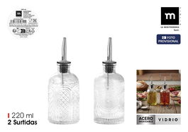 Inde Aceitera Vidrio con Tapón 220 ml 6.3x6.3x18 cm (24 Unidades)