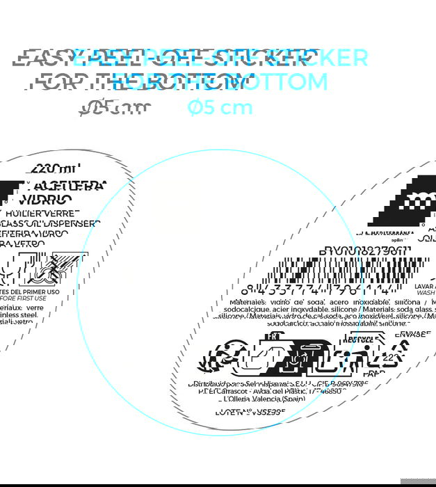 Inde Aceitera Vidrio con Tapón 220 ml 6.3x6.3x18 cm (24 Unidades)
