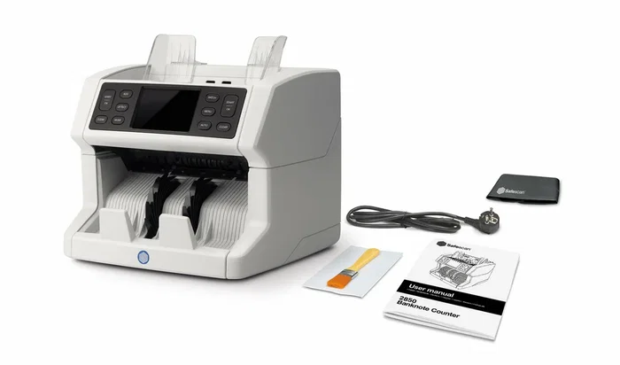 Safescan 2850 Contador Automático de Billetes con Detección de Falsos por MG, SD y UV - Pantalla Táctil - 1500 billetes/min - Blanco