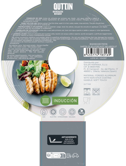 Inde Pack de 6 Sartenes de Aluminio Forjado con Mango de Acero Inoxidable Absolut Quttin de 28 cm Inde Pack de 6 Sartenes de Aluminio Forjado con Mango de Acero Inoxidable Absolut Quttin de 28 cm