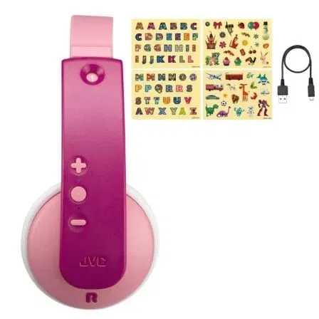 JVC HA-KD10W Auriculares Infantiles Tinyphone Inalámbricos Bluetooth con Limitador de Sonido, 16h Batería, Diadema Ajustable Rosas