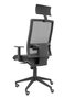 Silla de oficina Horna con mecanismo Sincro tapizada con Piel color Negro. Equipada con lumbar 1D, Brazos 1D, Cabecero Fijo y Ruedas de parqué