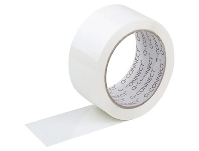 Q-connect Cinta Adhesiva de Polipropileno Blanca para Embalaje, Precinto, 75 mm x 66 m, 45 micras