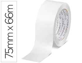Q-connect Cinta Adhesiva de Polipropileno Blanca para Embalaje, Precinto, 75 mm x 66 m, 45 micras
