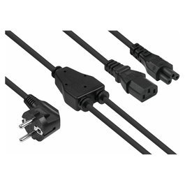 Kabelmeister SK0135-S020 Cable de alimentación con enchufe E+F 90° y C13+C5 Negro