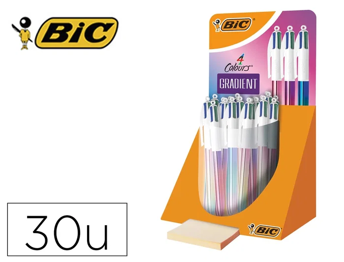 Bic Bolígrafo 4 Colores Gradient Cuerpo Blanco-Multicolor, Expositor 30 Ud Bic Bolígrafo 4 Colores Gradient Cuerpo Blanco-Multicolor, Expositor 30 Ud