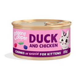EC FELINE Kitten Trocitos Pato y Pollo Lata 18x85g