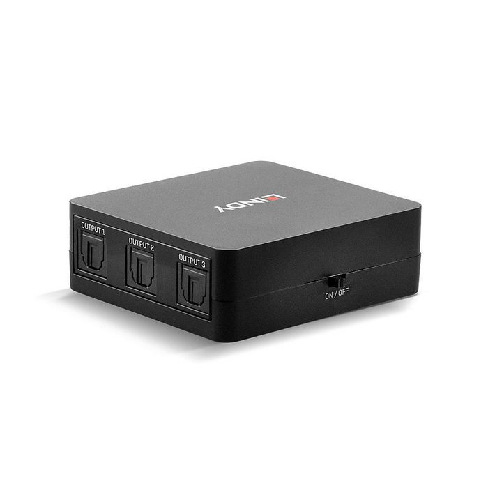Lindy 70480 Divisor de audio digital Toslink (óptico) de 3 puertos, Negro