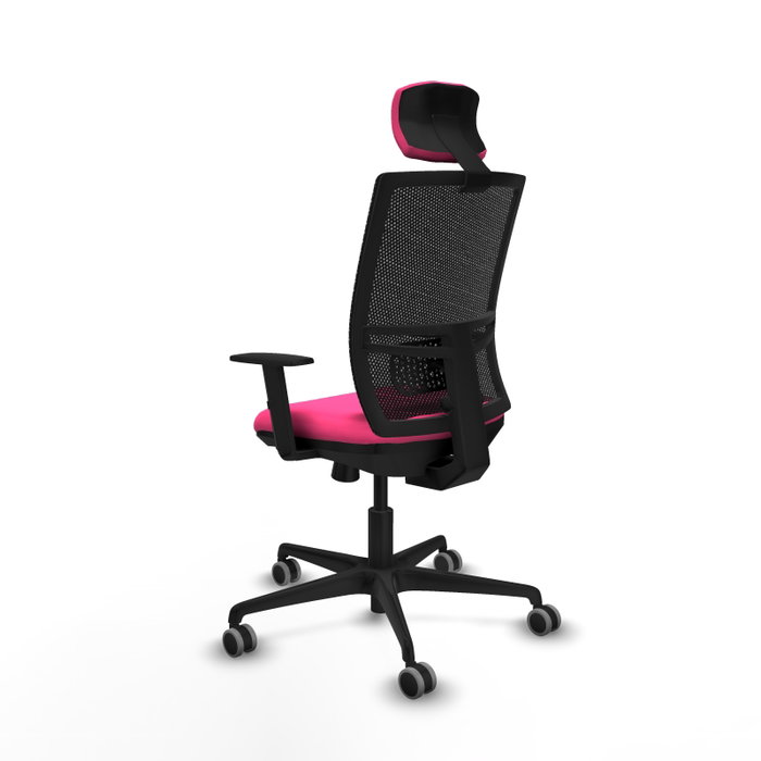 PIQUERAS Y CRESPO Silla de oficina Yunquera Rosa y Negro con Mecanismo Sincro/Traslack