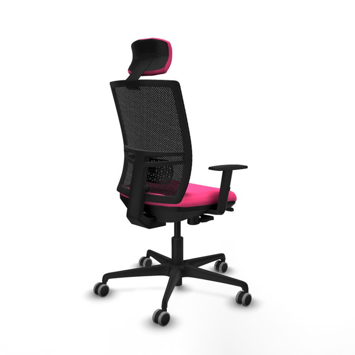 PIQUERAS Y CRESPO Silla de oficina Yunquera Rosa y Negro con Mecanismo Sincro/Traslack
