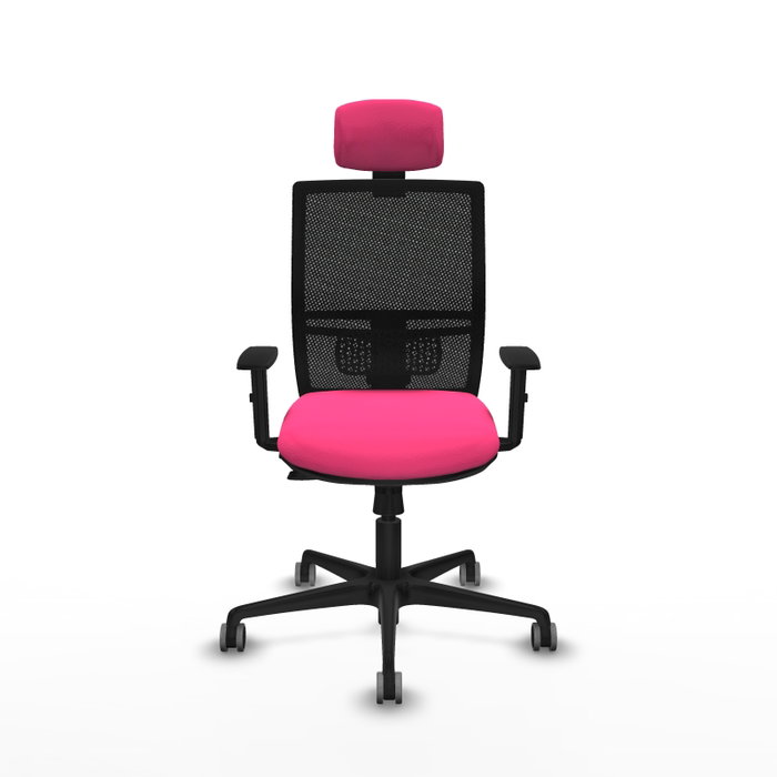 PIQUERAS Y CRESPO Silla de oficina Yunquera Rosa y Negro con Mecanismo Sincro/Traslack