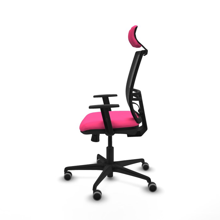 PIQUERAS Y CRESPO Silla de oficina Yunquera Rosa y Negro con Mecanismo Sincro/Traslack