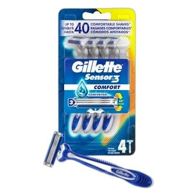 Gillette Sensor3 Comfort – Maquinilla de Afeitar Desechable Hombre con 3 Hojas para Afeitado Suave y Preciso – 4 Unidades Gillette Sensor3 Comfort – Maquinilla de Afeitar Desechable Hombre con 3 Hojas para Afeitado Suave y Preciso – 4 Unidades