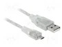 DeLOCK Cable USB 2.0 de USB A a Micro-USB B, 5 m, Transparente