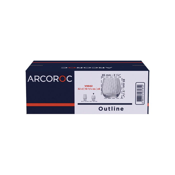 Caja 6 Vasos Bajos Vidrio Outline Arcoroc 32 cL
