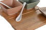 DKD Home Decor Set de 6 piezas de aperitivo en porcelana y bambú Multicolor