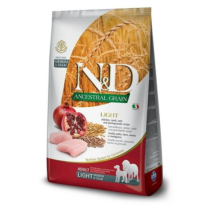 Farmina N&D Dog Ancestral Grain Light Pollo, Espelta, Avena y Granada Adult Medium Maxi 12kg