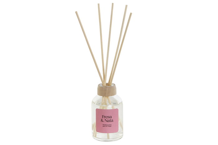 DKD Home Decor Ambientador Mikado Basicos Rosa Palo Fresa y Nata 50ml 4 x 20 x 4 cm (6 Unidades)