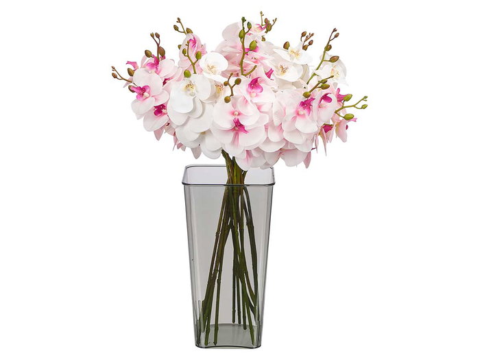 Giftdecor Jarrón Aparenza Cuadrado de Acrílico Gris Decorativo 24.5 cm Alto x 14 cm Ancho y Largo (Set de 24)