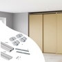 Emuca Kit de herrajes para armario 2 puertas correderas y cierre suave Flow con carriles de superficie 2.35m, tableros no incluidos, Anodizado mate
