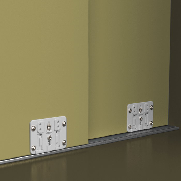 Emuca Kit de herrajes para armario 2 puertas correderas y cierre suave Flow con carriles de superficie 2.35m, tableros no incluidos, Anodizado mate