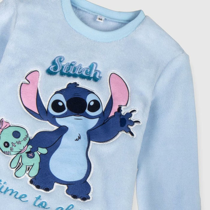 Cerdá Pijama Largo Coral Fleece Aplicaciones Stitch 14 Años Light Blue