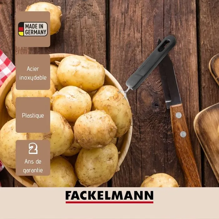 Fackelmann 1719791077504 Machacador de Patatas con Doble Palanca y Tenedor de Tres Puntas