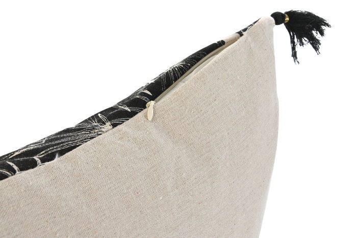 DKD Home Decor Cojín de Algodón Negro Impreso y Bordado DKD Home Decor Cojín de Algodón Negro Impreso y Bordado