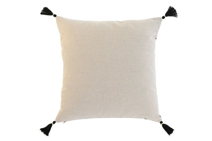 DKD Home Decor Cojín de Algodón Negro Impreso y Bordado DKD Home Decor Cojín de Algodón Negro Impreso y Bordado