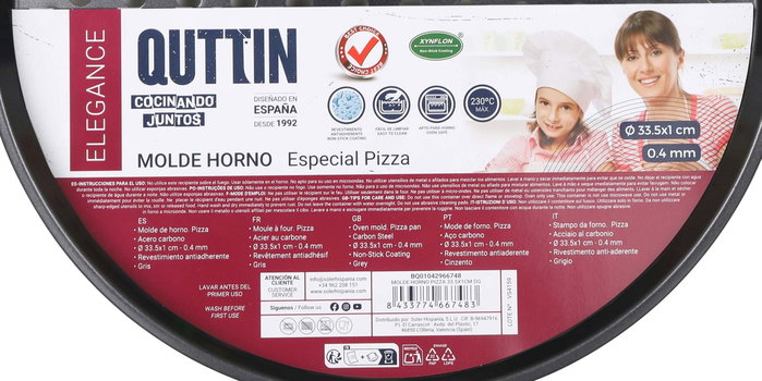 Quttin Molde para Pizza 32.8 cm x 32.8 cm x 1.3 cm, Gris Oscuro (12 Unidades)