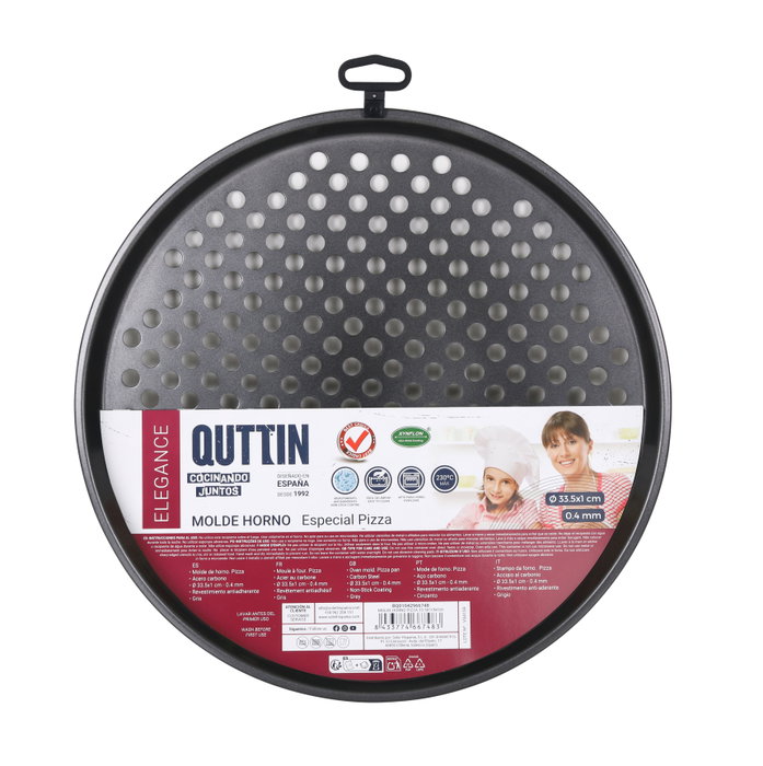 Quttin Molde para Pizza 32.8 cm x 32.8 cm x 1.3 cm, Gris Oscuro (12 Unidades) Quttin Molde para Pizza 32.8 cm x 32.8 cm x 1.3 cm, Gris Oscuro (12 Unidades)