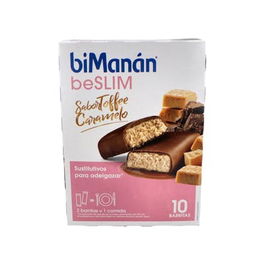 BIMANAN Barritas Toffee 10Ud. Sustitutivo de comida para control del peso con vitaminas y minerales