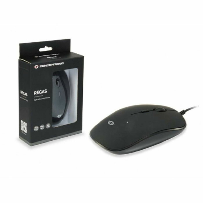 Conceptronic REGAS01B Ratón Óptico USB Negro