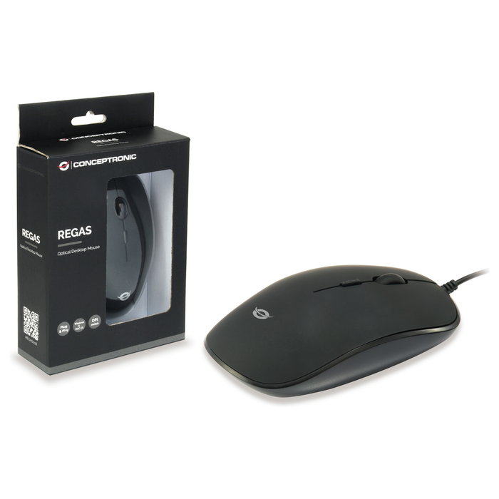 Conceptronic REGAS01B Ratón Óptico USB Negro