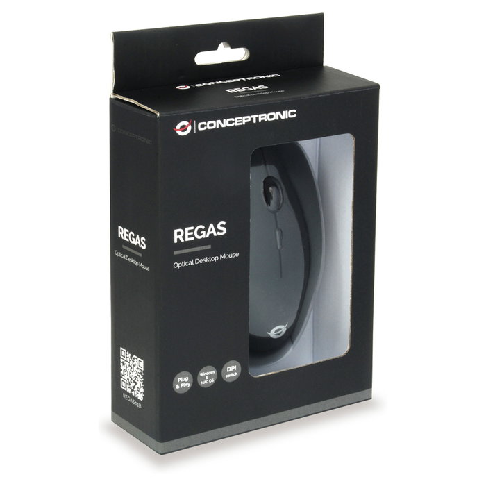 Conceptronic REGAS01B Ratón Óptico USB Negro
