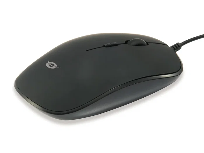 Conceptronic REGAS01B Ratón Óptico USB 1200 DPI para Oficina, Ambidextro, Color Negro, con Interruptor DPI (800/1000/1200), Plug and Play, Acabado en Goma