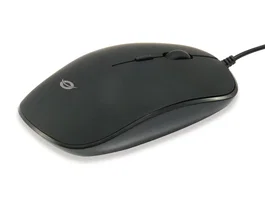 Conceptronic REGAS01B Ratón Óptico USB 1200 DPI para Oficina, Ambidextro, Color Negro, con Interruptor DPI (800/1000/1200), Plug and Play, Acabado en Goma