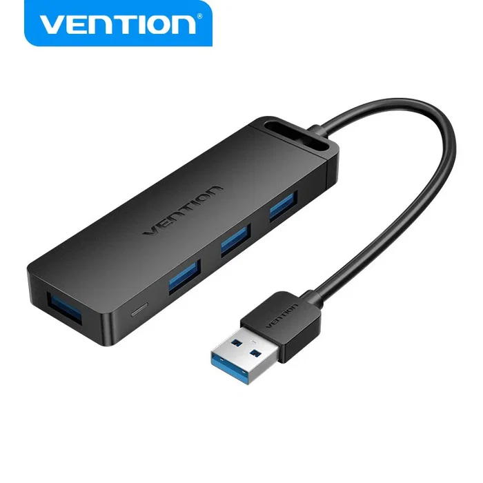 Vention CHLBD Hub USB 3.2 Gen 1 de 4 Puertos con Carga PD, 5 Gbps, Cable de 0.5m, Negro