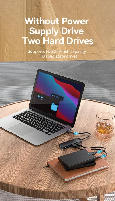 Vention CHLBD Hub USB 3.2 Gen 1 de 4 Puertos con Carga PD, 5 Gbps, Cable de 0.5m, Negro
