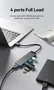 Vention CHLBD Hub USB 3.2 Gen 1 de 4 Puertos con Carga PD, 5 Gbps, Cable de 0.5m, Negro