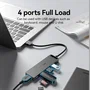 Vention CHLBD Hub USB 3.2 Gen 1 de 4 Puertos con Carga PD, 5 Gbps, Cable de 0.5m, Negro